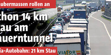 Schon 14 Kilometer Stau am Tauerntunnel