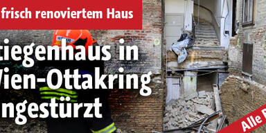 Stiege eines Wiener Wohnhauses eingestürzt
