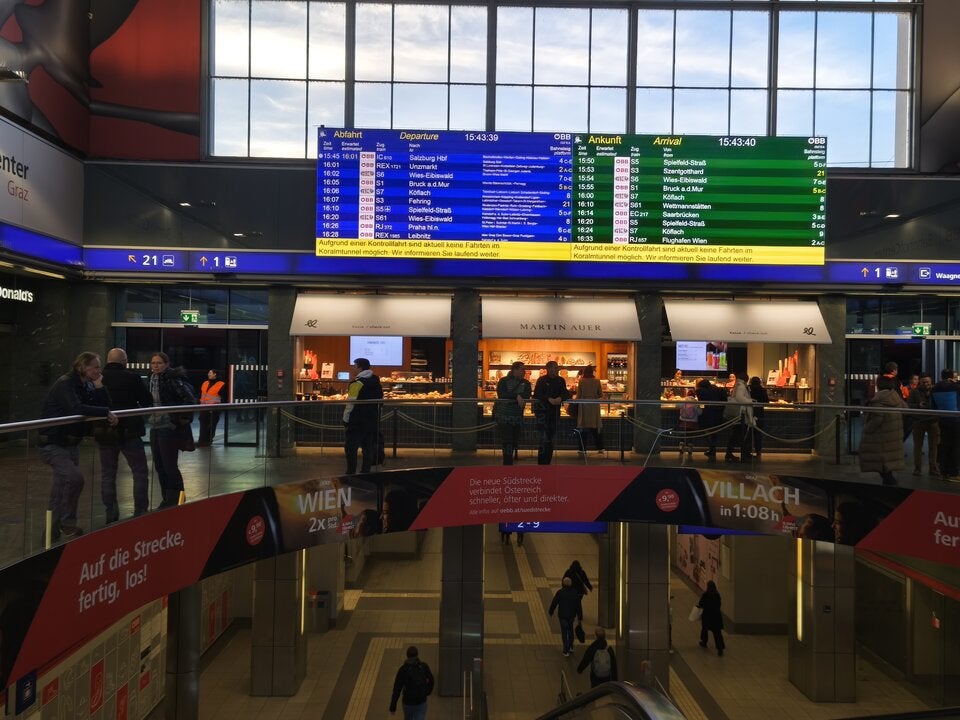 Störung: Anzeige in Graz Hauptbahnhof kurz vor 16 Uhr.