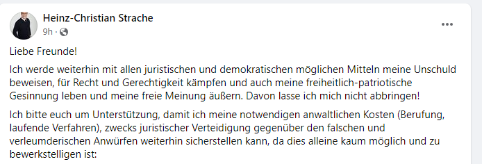HC Strache bittet erneut um Spenden