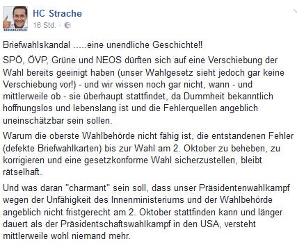 BP-Wahl: Strache wittert Verschwörung