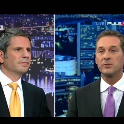 Der FPÖ-Chef stellt sich den Fragen des Publikums und der Moderatoren