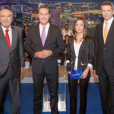 Der FPÖ-Chef stellt sich den Fragen des Publikums und der Moderatoren