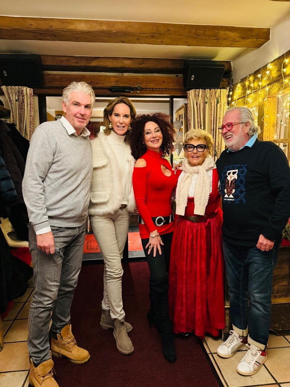 Christina Lugner traf in Kitzbühel ihre Freunde Kathi Stumpf, Alex Beza, Rosi Schipflinger und Richie Hofer