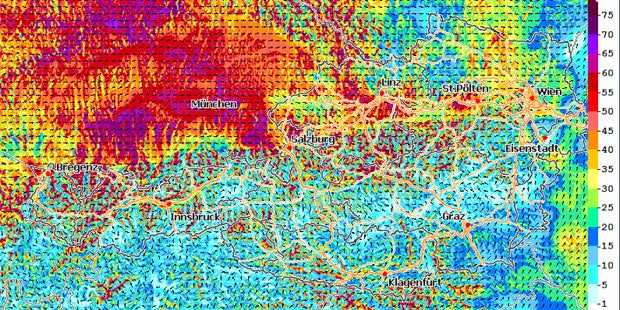 Orkan mit 120 km/h in Österreich