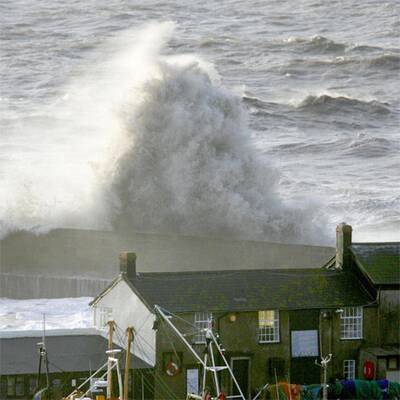 Flut und Sturm in England