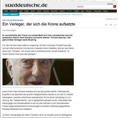 Dichands Tod in den Medien