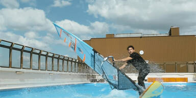 Windsurfen über den Dächern Wiens