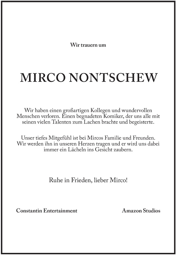 Trauer um Nontschew: 