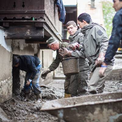 Aufräumen nach dem Hochwasser