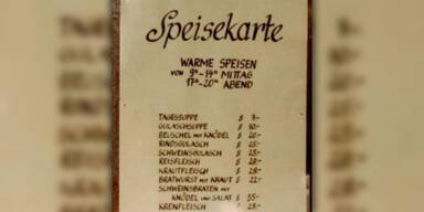 Wirtshaus bietet Speisekarte zu Schillingpreisen an
