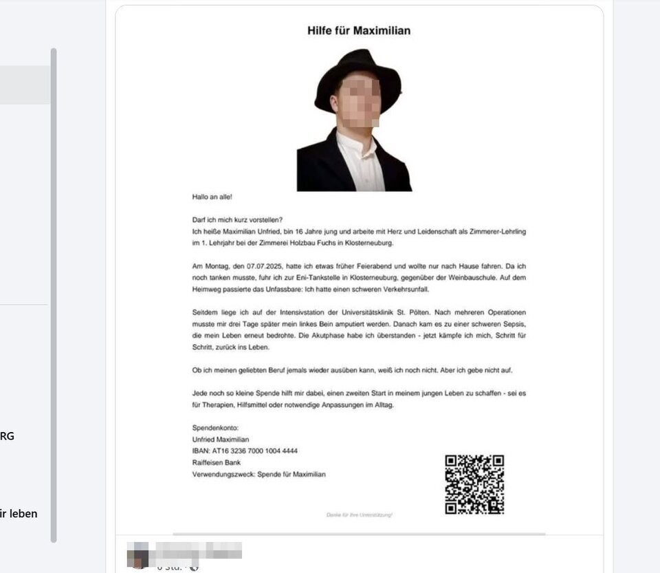 Unfall Klosterneuburg Moped Bein