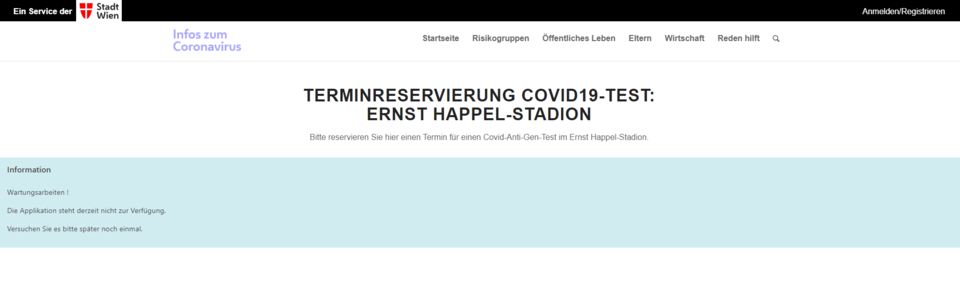 Riesen Ansturm: Coronatest-Website der Stadt Wien offline
