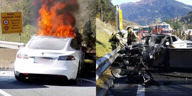 Tesla brannte in Tirol komplett aus