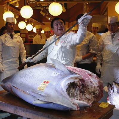 Der Restaurant-Betreiber Kiyoshi Kimura kaufte diesen Thunfisch für 1,3 Millionen Euro