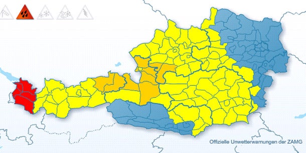 Starkregen überflutet Österreich