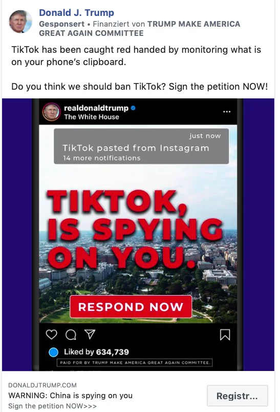 Petition für TikTok-Verbot: Trump rächt sich an App