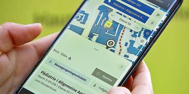 Navi f&uuml;hrt durchs Krankenhaus.