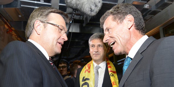 LH Günther Platter (l.), BM Karlheinz Töchterle (r.) und ÖVP-Bundesparteiobmann VK Michael Spindelegger