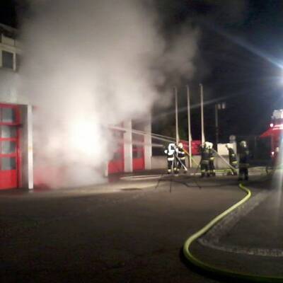 Brand in Feuerwehrhaus in Traun