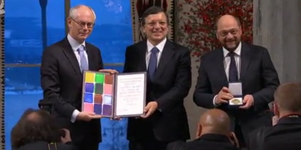 Faymann feiert den Nobelpreis