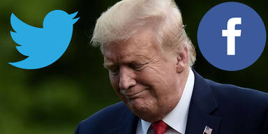 Trump mit Twitter und Facebook Icon