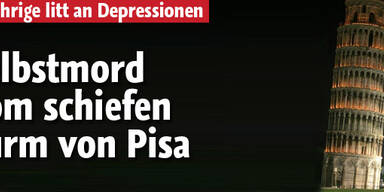 Selbstmord vom schiefen Turm von Pisa