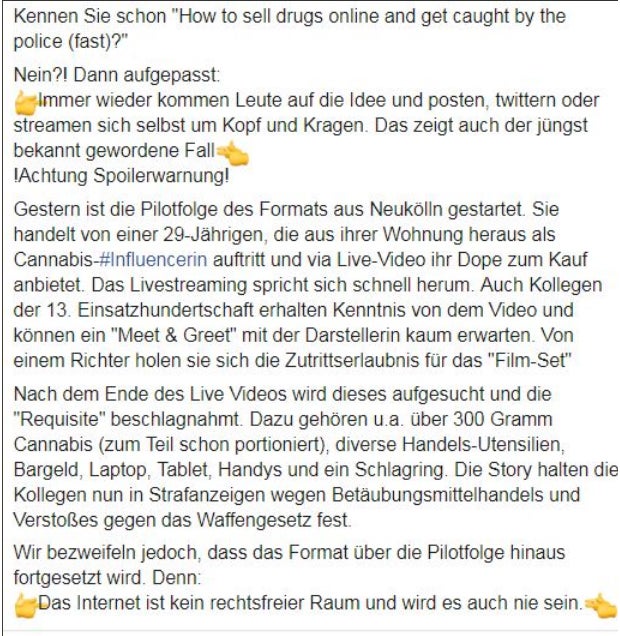 So genial stellte Polizei Marihuana-Influencerin bloß