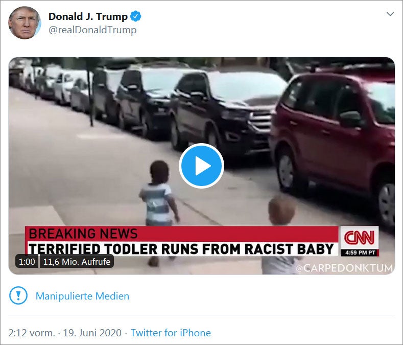 Twitter warnt erneut vor Trump-Video