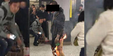 Mann wirft Molotow-Cocktail in U-Bahn-Zug