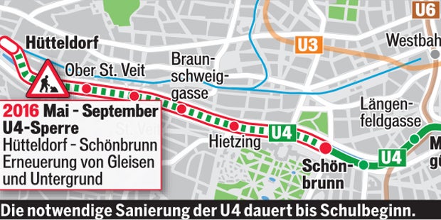 U4-Sperre: Stau-Chaos schon am ersten Tag