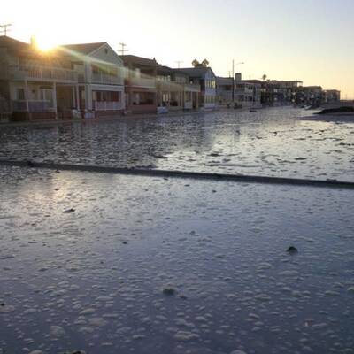 Ein Sanddamm an der Küste