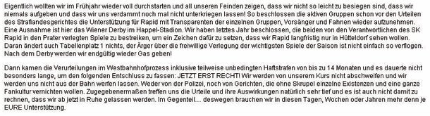 Ultras Rapid im Derby-Streik