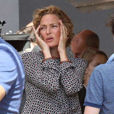 Uma Thurman am Set von 