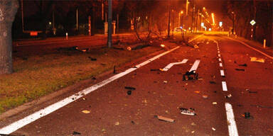 Pkw prallte gegen Lichtmasten und Bäume