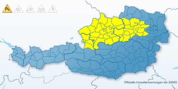 Sturm-Warnung für Salzburg, OÖ und NÖ