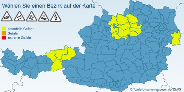 Unwetter ziehen über Österreich