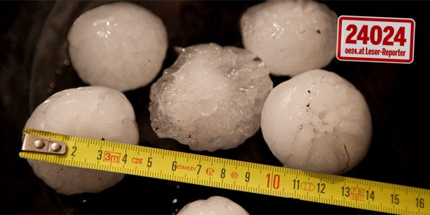 Hagelkörner im Raum Wörgl