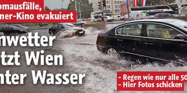 Unwetter setzt Wien unter Wasser