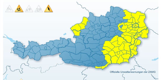 Gewitter-Warnung für Ostösterreich