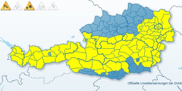 Schnee-Alarm in Teilen Österreichs