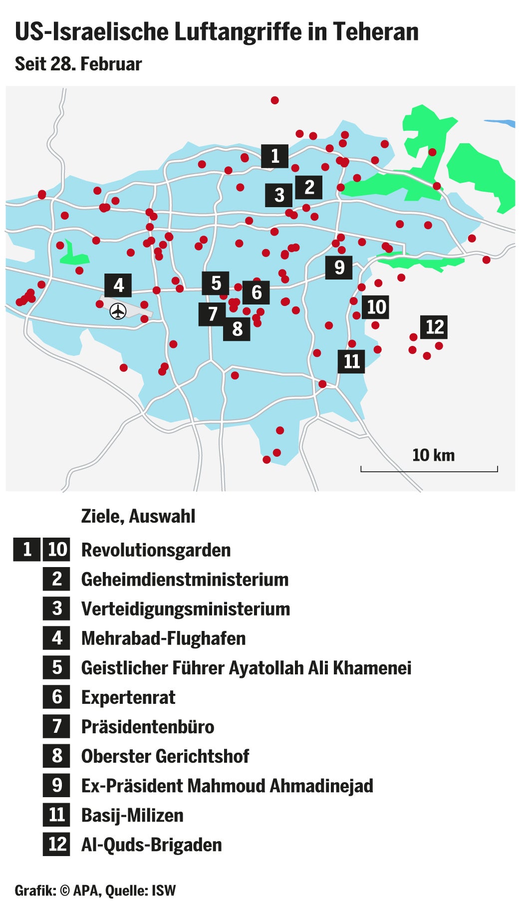 Grafik Angriffe auf Teheran