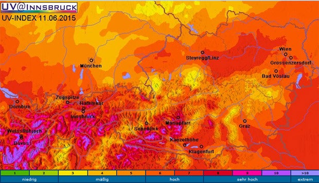 UV-Belastung in Österreich sehr hoch