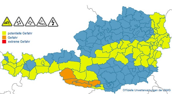 Schnee- und Sturmwarnung für Teile Österreichs
