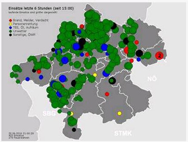 Heftige Unwetter in OÖ und Salzburg