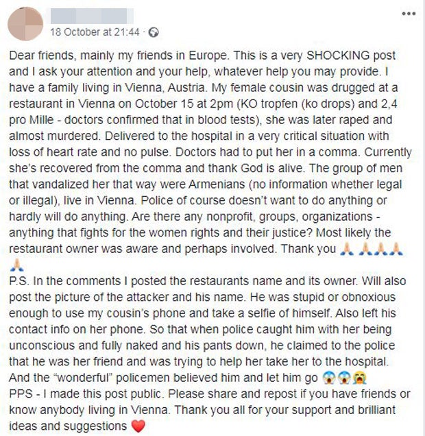 Frau in Wiener Restaurant vergewaltigt