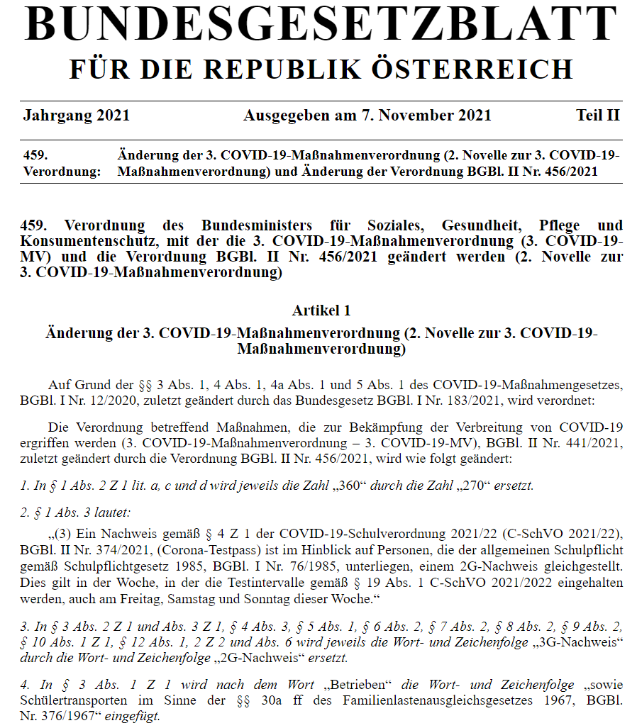 Die Verordnung ist da: Ab Montag gilt 2G