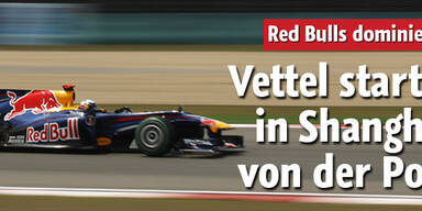 Vettel rast in Shanghai auf die Pole