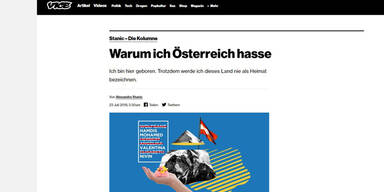 "Vice"-Kolumne "Warum ich &Ouml;sterreich hasse" sorgt f&uuml;r Shitstorm