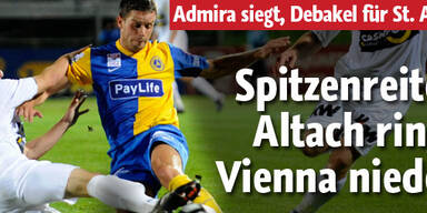 2:1 bei Vienna: Altach bleibt Leader